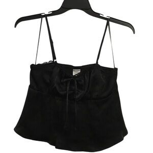 Black Satin Spaghetti Strap Cami Top